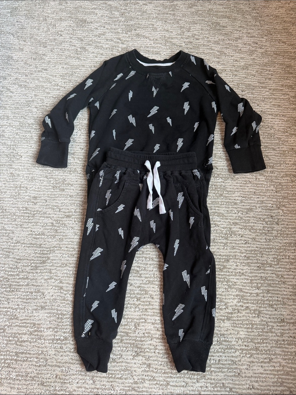 Little Bipsy Black Lightning Bolt two piece set
